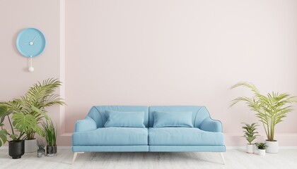 modern living room interior with sofa 3d render