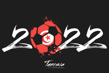 2022 and ball in flag colors of Tunisia