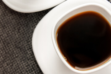 Cup of coffee, closeup view. Good morning concept