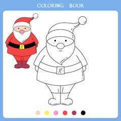 Simple educational game for kids. Vector illustration of cute Santa Claus for coloring book