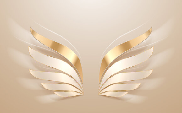 Elegance white and gold wings background