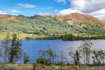Fototapeta na wymiar Beautiful Scenery of Loch Chon Trossachs National Park Scotland