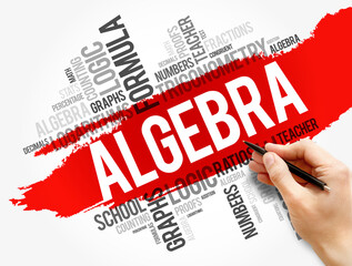 Algebra word cloud collage, education concept background