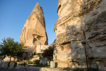 Notables sites Bronze Age homes in the town of Goreme, Cappadocia, Anatolia, Turkey, Asia Minor,...