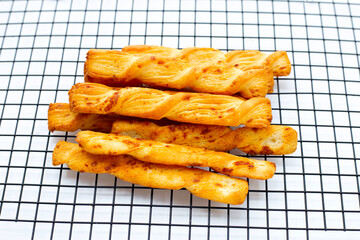 Bread sticks on white background
