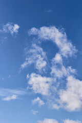 Blue sky and white clouds. Beautiful sky backgroun.