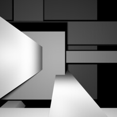 Composition geometric shapes black and white background 3d render