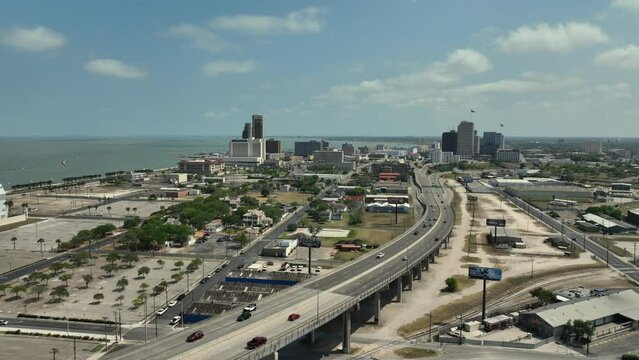 Aerial view of Downtown Corpus Christi, Texas