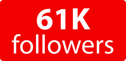 61k followers Red vector icon, subscribers sign, stamp, logo or button illustration.