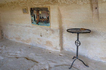 One of the caves of Aladzha Monastery medieval Orthodox Christian cave monastery complex in northeastern Bulgaria
