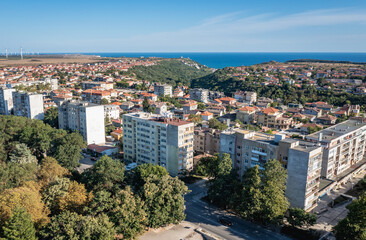 Fototapeta na wymiar Drone photo of residential buildings in Kavarna, Bulgaria