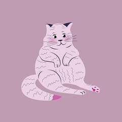 pink cat with stripes sitting