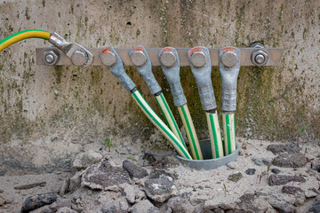 Picture of electrical grounding in a industrial area, it prevents hazard in electrical shortcut...