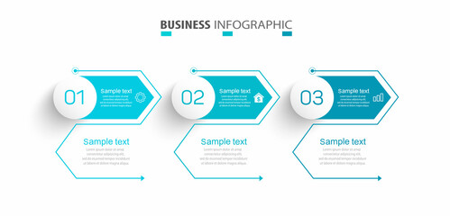 Business infographic design template with 3 options, steps or processes. Can be used for workflow layout, diagram, annual report, web design 