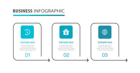 Business infographic design template with 3 options, steps or processes. Can be used for workflow layout, diagram, annual report, web design 