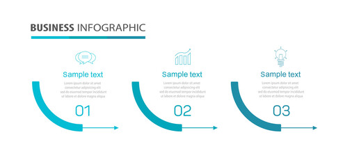 Business infographic design template with 3 options, steps or processes. Can be used for workflow layout, diagram, annual report, web design 