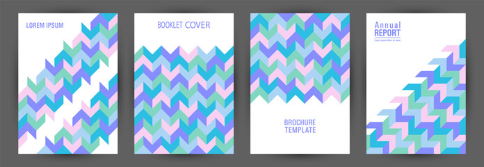 Business publication cover layout set A4 design. Suprematism style futuristic voucher template set