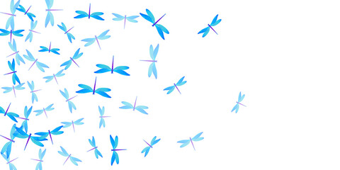 Fototapeta na wymiar Tropical cyan blue dragonfly isolated vector background. Spring pretty insects. Decorative dragonfly isolated fantasy illustration. Gentle wings damselflies graphic design. Garden creatures