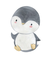 Watercolor penguin illustration for kids © Olga Listopad