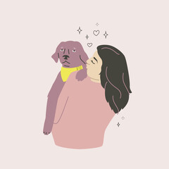 Young Woman With His Pet Dog