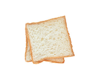 2 slices of bread, separated on white