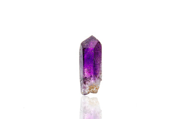 macro mineral stone amethyst on a white background