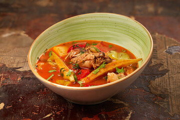 Bozbash meat stew, close up 