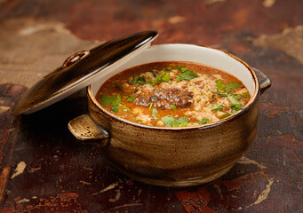 Kharcho, also spelled as Harcho, is a traditional Georgian soup