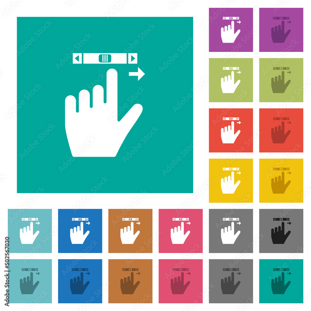Poster left handed scroll right gesture square flat multi colored icons