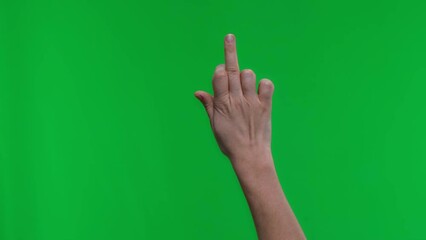 Woman Hand Showing Indecent Fuck You Middle Finger Sign Symbol with Green Screen background
