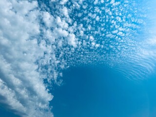 Beautiful blue sky and clouds. Awesome cloudscape in heaven.
