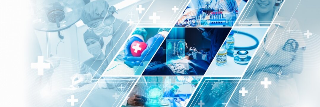 Concept of Medical technology service to solve people health.Healthcare and medical doctor working in hospital with professional team,vaccination,nursing assistant,laboratory research and development