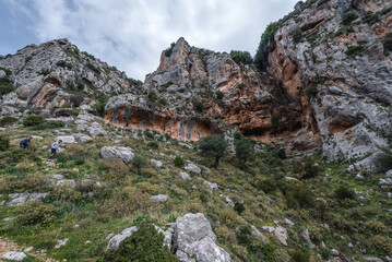 Fototapeta premium Rocky landscape in Kadisha Valley in North Governorate region, Lebanon