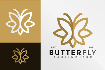 Fototapeta na wymiar Luxury Butterfly Logo Design Vector illustration template