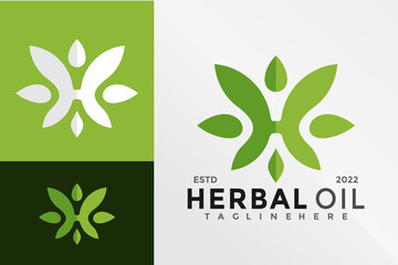 Letter H Herbal Oil Logo Design Vector illustration template