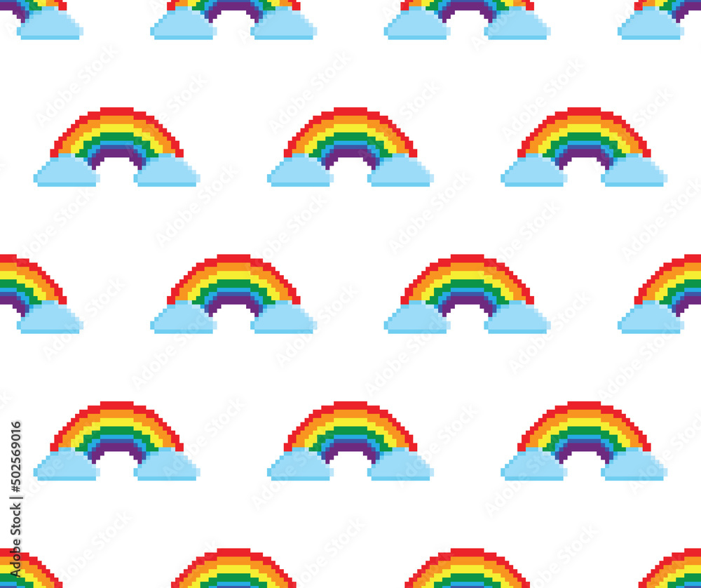 Aufkleber pixel rainbow seamless pattern vector rainbow background pixel art for 8 bit game