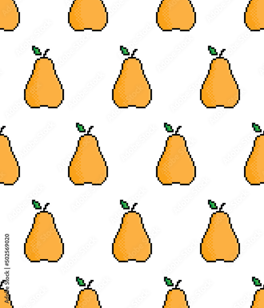 Aufkleber pixel pear seamless pattern vector pear background pixel art for 8 bit game