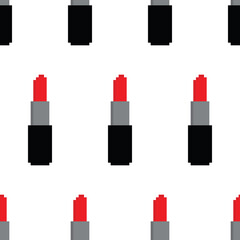 Obraz premium pixel lipstick Seamless Pattern vector lipstick background pixel art for 8 bit game