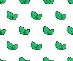  pixel leaf  Seamless Pattern vector eco background  pixel art for 8 bit game