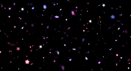 background 3d confetti glitter neon festive concept black background 