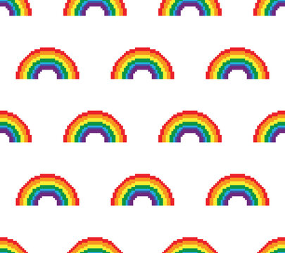  pixel rainbow Seamless Pattern vector rainbow  background  pixel art for 8 bit game