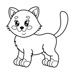 cute fluffy cat coloring book. children's book illustration