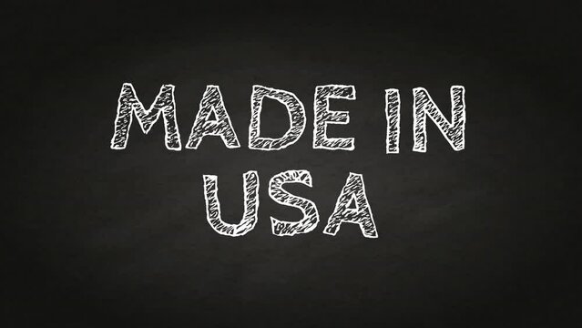 made in usa text concept - Hand drawing text on blackboard. Stop motion animation. sketch text