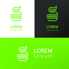 Branding identity lootype. Interesting combination of apple and book. Vector image.
