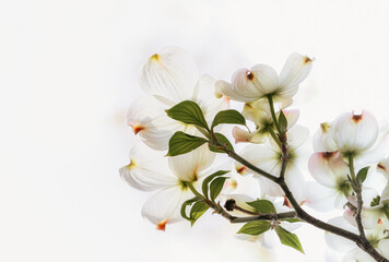 Closeup of white dogwood blossoms
