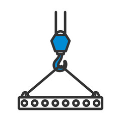 Icon Of Slab Hanged On Crane Hook By Rope Slings