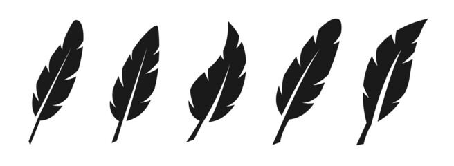 Bird feather icon silhouettes collection. Vector illustration - obrazy, fototapety, plakaty