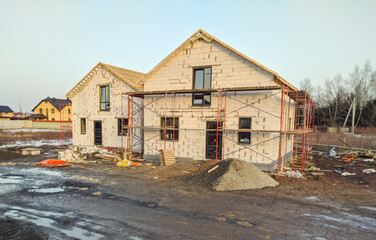 Aerated concrete blocks house construction