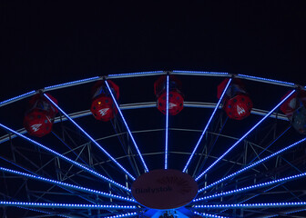 ferris wheel in the evening. Close-up
