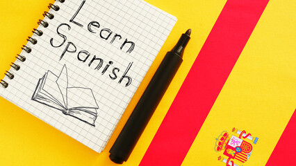 Learn Spanish language is shown using the text and the picture of flag